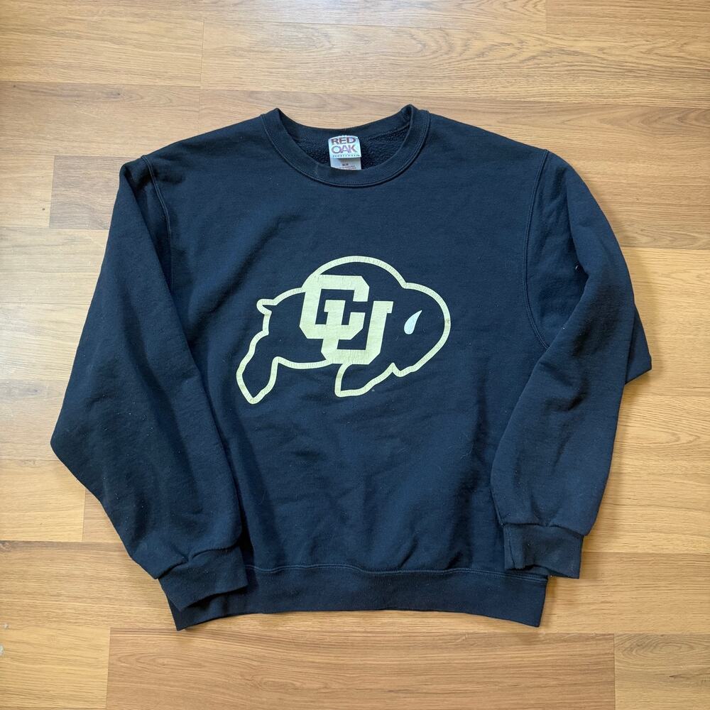 Red Oak Black CU Buffs Colorado Buffaloes Crewneck Pullover Sweatshirt Sz Medium
